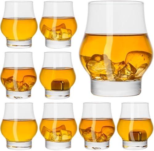 VasoArte Whiskey Glasses Set of 8, 10 OZ Crystal Old Fashioned Cocktail Glasses, Bourbon Cups, Lowball Glasses Set, Premium Scotch Glass, Clear Rum Glasses, Rock Barware for Men Gift