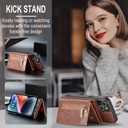 Phone Case for iPhone 14 6.1 inch Wallet Cover with Tempered Glass Screen Protector and Credit Card Holder Slot Glitter Stand Leather Cell iPhone14 5G i i-Phone i14 iPhone14case Women Girls Pink