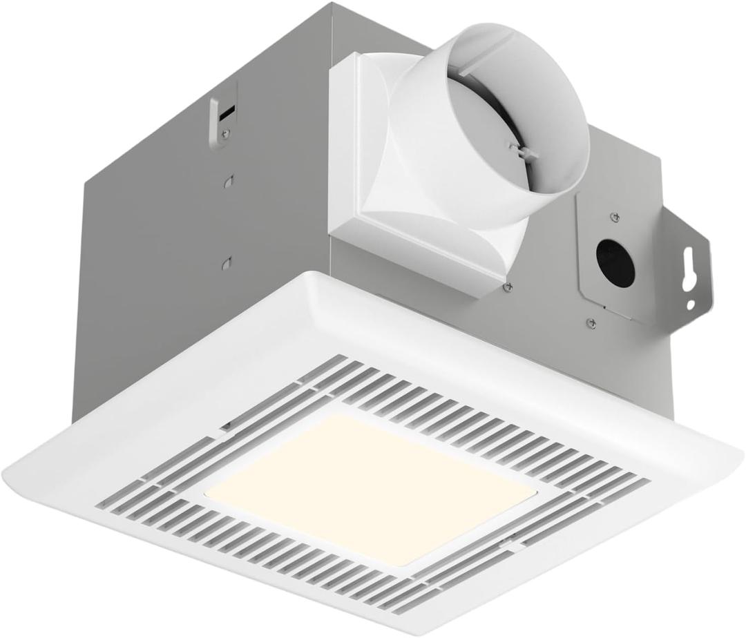 Tech Drive Very-Quiet 70 CFM, 2.0 Sone Bathroom Ventilation and Exhaust Fan With LED light 4000K 600LM(70CFM),Ceiling Mounted Fan,Easy to Install