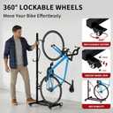 Vertical Bike Stand with Wheels, Space-Saving Freestanding Bike Rack, 360 Moveable Adjustable Height Indoor Bike Storage for Garage & Apartment, Floor Bike Parking Holder for Bikes up to 22-29