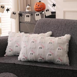 Halloween Pillow Covers 12x20 inch Set of 2 for Halloween Decorations Cute Ghost Embroidered Soft Plush Faux Fur White Throw Pillow Cushion Covers for Sofa Living Room Couch Bed Home Decor YY158A12 Halloween Pillow Covers 12x20 inch Set of 2 for Halloween Decorations Cute Ghost Embroidered Soft Plush Faux Fur White Throw Pillow Cushion Covers for Sofa Living Room Couch Bed Home Decor YY158A12
