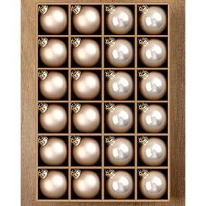 Syhood 24 Pcs Christmas Glass Ball Ornaments Set 2.36" Hanging Glass Bulbs with Loop Hanging String for Christmas Tree Decoration for Holiday Xmas Tree Gifts Home Decor (Champagne)