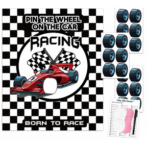 Racing Car Party Games, Pin The Wheel on The Cars Game for Monster Truck Wheels Car Speed Birthday Party Decorations Supplies