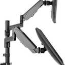 TechOrbits Triple/Double/Single Monitor Mount Stand - Computer Screen Desk Gas Spring Arm (Dual Monitor - Black) (Dual Monitor)