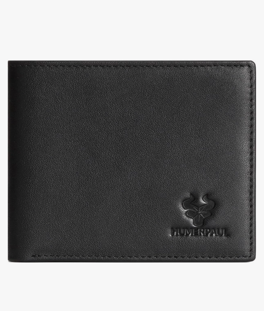 Easy-to-use Genuine Leather Bifold Wallet for Men | RFID Blocking, Slim Durable Design | for Travel, Business (Black)