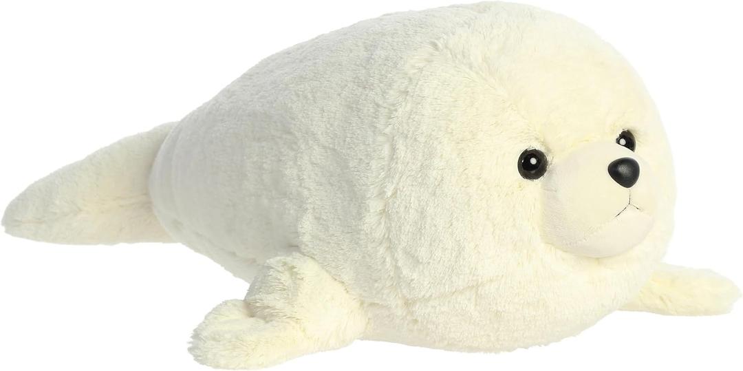 Aurora Adorable Super Flopsie Baby Harp Seal Stuffed Animal - Playful Ease - Timeless Companions - White 30 Inches