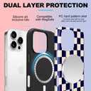 Magnetic for iPhone 16 Pro Case Cute Checkered Phone Case, Deep Blue