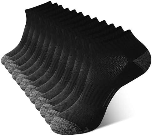 BAMBOO COOL Men's Ankle Socks Athletic Low Cut Cushioned Moisture Wicking, Running Socks Arch Support Breathable, 6 Pack, Size XL