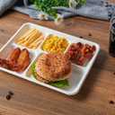 Vplus 500 Pack 5 Compartment Plates, 100% Compostable Paper Plate, 10.25x8.5 inch Disposable School Lunch Trays, Eco-Friendly Bagasse Plates for School Lunch, Buffet, and Party, Perfect for Kids