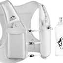 Running Vest for Women Men, USA Original Patent, Adjustable Chest Straps Running Hydration Vest with 500ml Soft Flask, Lightweight Reflective Hydration Backpack for Marathon (Medium-Large, Gray)