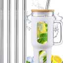 12" Stainless Steel Straws Replacement for Stanley Adventure Quencher 40 oz 30 oz Cup Tumbler, 4 Pack Metal Straws Reusable with Cleaning Brush for Stanley 40 oz & Simple Modern Tumbler with Handle