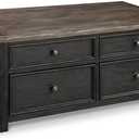 Signature Design by Ashley Tyler Creek Rustic Farmhouse Lift Top Coffee Table with Drawers, Brown & Black