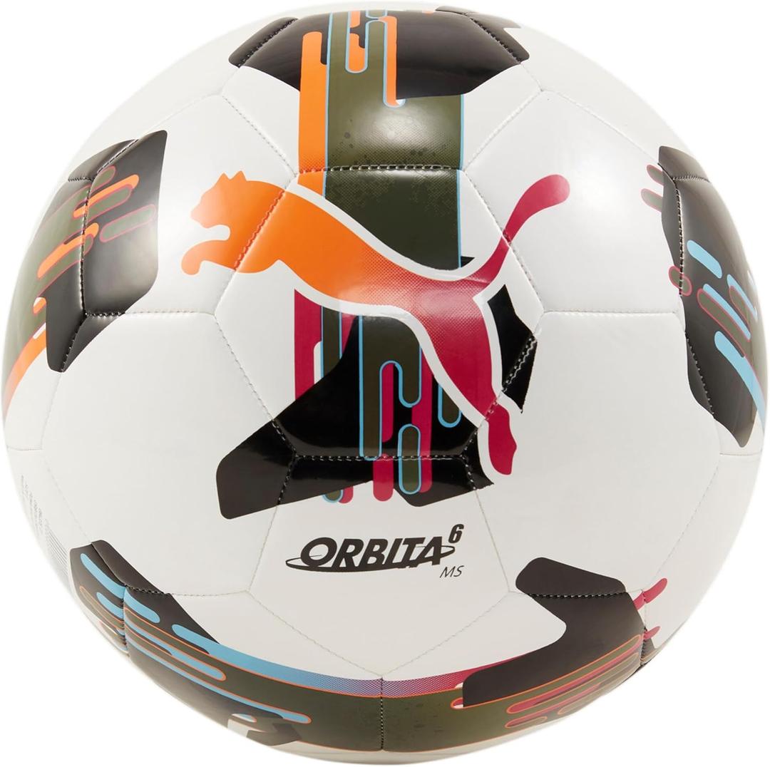 PUMA Orbita 6 Machine Stitch Soccer Ball (5, PUMA White-multicolor AW24)