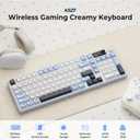 Redragon Wireless Gaming Keyboard, 98-Key Tri-Mode (BT/2.4G/Wired) RGB Computer Keyboard with Knob & Display, Fade-Resistant PBT Keycaps & 4000mAh Battery, Compatible with Windows/Mac - White Blue