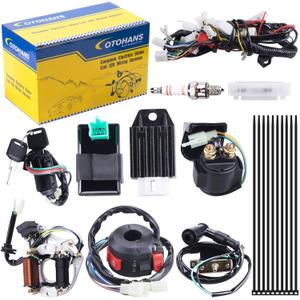 Complete Electrics Wiring Harness Relay Stator Coil CDI Solenoid Spark Plug for 4 Wheelers Stroke ATV 50cc 70cc 110cc 125cc Pit Quad Dirt Bike Go Kart taotao by OTOHANS AUTOMOTIVE