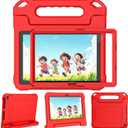 Kids Case for 10 Inch Tablet(2023/2021 Release, 13th/11th Generation), with Built-in Screen Protector, Durable Shockproof Handle Stand Kids Cover, Not for iPad Samsung Tablet, Red