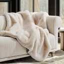 EVERGRACEHOME Luxury Soft Faux Chinchilla Fur Throw Blanket for Couch, Warm Thick Heavy Winter Throw Blanket 1220GSM for Bed, Fluffy Cozy Mink Blanket with Reversible Velvet, Arctic White, 50"x60"