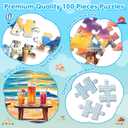 100 Piece Puzzle World Famous Landscapes Jigsaw Puzzles Large Piece Puzzles for Adult Seniors Kids Puzzles for Kids Ages 4-6 6-8 Learning Educational Toys Gifts for Girls Boys 4 Packs