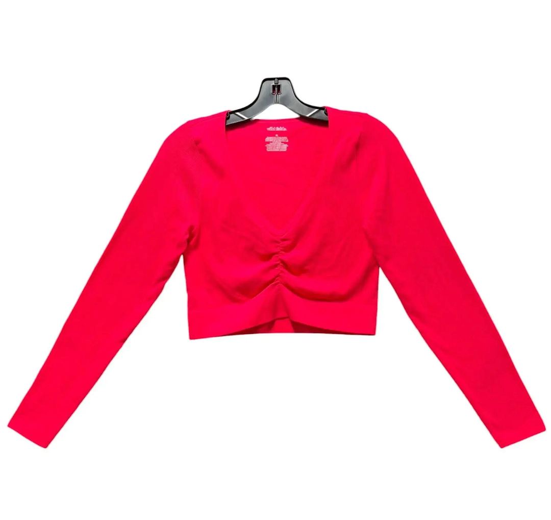 Girl's Classic Dance Crop Tops Gymnastic Ballet Wrap Shrug Sweater Long Sleeve Cotton Knot Front Dress Cardigan XS