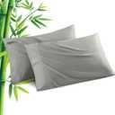 Pillowcases King Size 2 Pack, Cooling Viscose from Bamboo Pillow Cases with Envelope Closure, Cool & Breathable Pillow Cover for Hot Sleepers and Night Sweats, 20" x 40" (Light Grey)