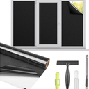 Dwersty Total Blackout Window Privacy Film Decorative Static Cling with Tools, Room Darkening Window Tint for Home, Black Out Window Cover Replacement Window Curtains Window Blinds,35.4"" by 157.4""
