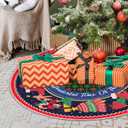 Vintage Red and Blue Christmas Tree Skirt, It's The Most Onederful Time of The Year Decor, Xmas Tree Mat Ornaments for Winter New Year Home Party Holiday Indoor Decor, 36 Inch (Wonderful)
