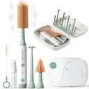 Electric Baby Bottle Brush Cleaner, 8in1 Travel Kit with Storage Box, FoodGrade Silicone, Waterproof, Long Battery Life, Portable Baby Bottle Cleaner Brush Set, Ideal Gift for Parents & Babies