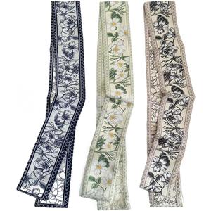3 x OULIGET Retro Floral Small Ribbon Silk Scarf,Girl Heart Hair Scarf Tie Neck Scarf,Purse Headband Handbag scarves Fashion Gift