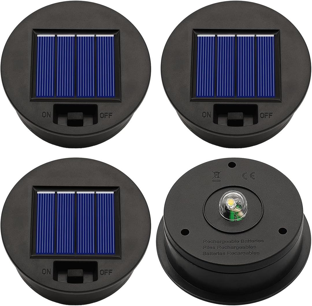 4 Pack Solar Lights Replacement Top Parts (Top Size 3.31 inch, Bottom Size 2.83 inch) 7 Lumens Lantern Lids Replacement Light for Hanging Solar Lanterns Outdoor Decorations Garden Patio, Warm White
