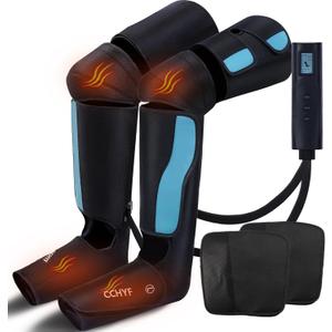 Leg Compression Massager with Heat, 3-in-1 Leg Massager for Circulation, Air Compression Leg Massager with 3 Modes 3 Intensities 2 Extenders and Adjustable Wraps, Great Gifts for Mom & Dad