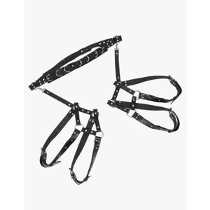 Men's PU Leather Caged Thigh Holster Goth Sexy Punk Suspenders Cage Leg Garter Thigh Harness Men Restraints Leg Harness (PU Leather Material Upgrade)