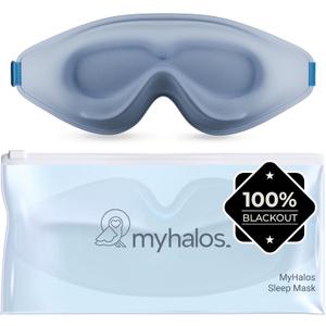 MyHalos Sleep Mask 3D Blackout Eye Mask for Women & Men, Side Sleepers, Zero Pressure Memory Foam Eyelash Friendly, Breathable,Award-Winning Sleep Aid for Travel (Light Blue, 1 Count (Pack of 1))