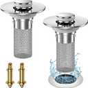 2PC Bathroom Sink Stopper Hair Catcher, Pop Up Sink Drain Filter with Removable Stainless Steel Filter Basket Hair Catcher, for US Bathroom Sink Stopper Replacement.