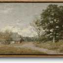 InSimSea Extra Large Framed Vintage Wall Art, Living Room Country Farmhouse Decor, Retro Road Landscape Paintings, Canvas Prints, Rustic Scenery Long Pictures for Bedroom Above of Bed,12x36inch