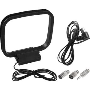 FM Radio Antenna 75 Ohm FM Antenna FM Coax Antenna and AM Loop Antenna with 3 Connectors for Indoor Home Stereo Receiver AV Audio Home Theater Receiver Power