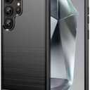 GTBDEKI Case for Galaxy S25 Ultra Case, Samsung S25 Ultra Case, Carbon Fiber Shockproof Slim Silicone Rugged Soft TPU Back Phone Cover for Samsung Galaxy S25 Ultra Black