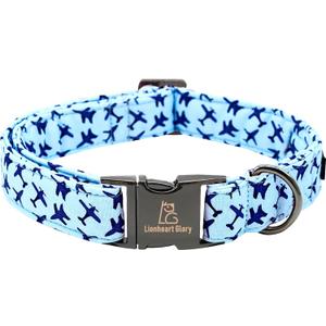 Lionheart glory Dog Collar, Blue Dog Collar Boy Dog Collars Heavy Duty Adjustable Collar for Large Dogs Pet Gift (Large (Pack of 1, A:plane)