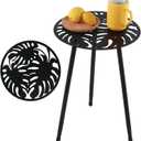 1 Pack Metal Outdoor Side Tables Small Outside Round End Table for Patio Modern Accent Garden Corner Table for Small Spaces, Balcony, Porch, Weather-Resistant, Plant Stand Indoor, Black, 13.5"
