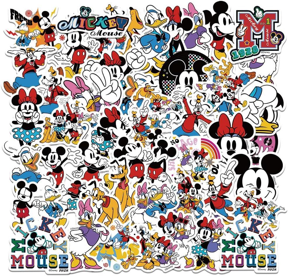 50Pcs Cute Mickey Mouse Sticker for Kids, Disney Cartoon Waterproof Vinyl Decal for Teen Girl Water Bottle Skateboard Notebook Phone Guitar Bike