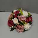 BLOSMON Flower Centerpieces Decoration for Table: 2 Pcs Burgundy & Dusty Rose & Creamy White Fake Roses Kissing Flower for Wedding - Artificial Silk Floral Arrangements Home Party DIY Decoration