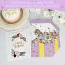Unique Gold Foil Birthday Cards with Envelopes - Fun Playful Birthday Money Cards, Gift Box Open Design, Exquisite Women's Cards for Family, Kids, Friends Birthday Cards (Purple)