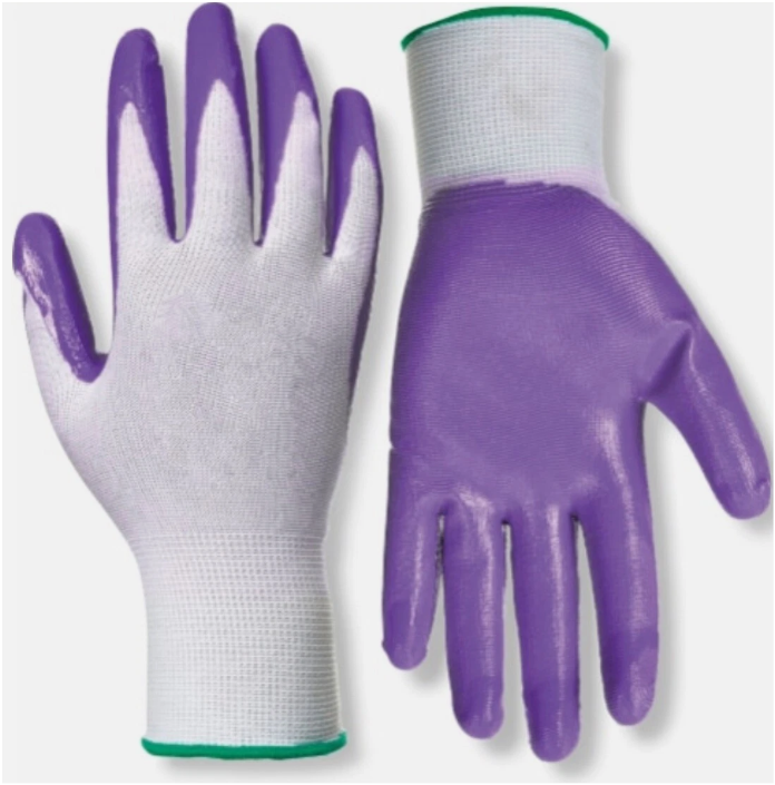 Red Steer Nitrile Palm Gardening Gloves Size M-2 Pack