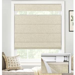LazBlinds No Tools No Drill TDBU Cordless Roman Shades for Window, Thermal Insulated UV Blocking, 100% Blackout Fabric Blinds for Bedroom & Living Room, 20" W x 64" H, Blackout - Beige