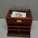 Bescott 5 Layer Solid Wooden Jewelry Box with Lock and Key for Women Men Vintage Velvet Wood Jewelry Organizer Storage for Earrings Rings Necklaces Bracelet Watch Mothers Day Gift (Deep brown velvet)