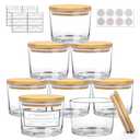 CONNOO 8 Pack 12 OZ Clear Glass Wide Mouth Candle Jars for Making Candles with Airtight Bamboo Lids Nice Sticky Warning Labels for Candle Making Empty Container Bulk - Dishwasher Safe
