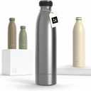 LARS NYSM Stainless Steel Insulated Water Bottle 12oz 17oz 25oz 34oz 51oz | Insulated Thermo Flask for Hot and Cold Beverages | Leakproof Drinking Bottle (Stainless Steel, 25.4oz)