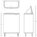 Brabantia Bo Hi Touch Top Kitchen Trash Can with Dual Compartments & Raised Legs | Matt Steel Fingerprint Proof | 2 x 8 Gal Inner Buckets | Soft-Close, Light Touch Opening, Stay-Open Lid | + Trash Bags