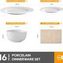 16 Pieces Plates and Bowls Sets, White Porcelain Dinnerware Sets, Ceramic Dishes Set Service for 4, White Kitchen Dinner Dining Ware Set