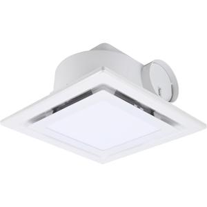 FEITON Square Bathroom Exhaust Fan with Light, 160 CFM 35W 4 Inch Duct, 100240V 1.0 Sones Quiet Bathroom Ceiling Fan, Shower Fan Light Combo(Mounting Hole: 10.2 x 10.2 Inches)