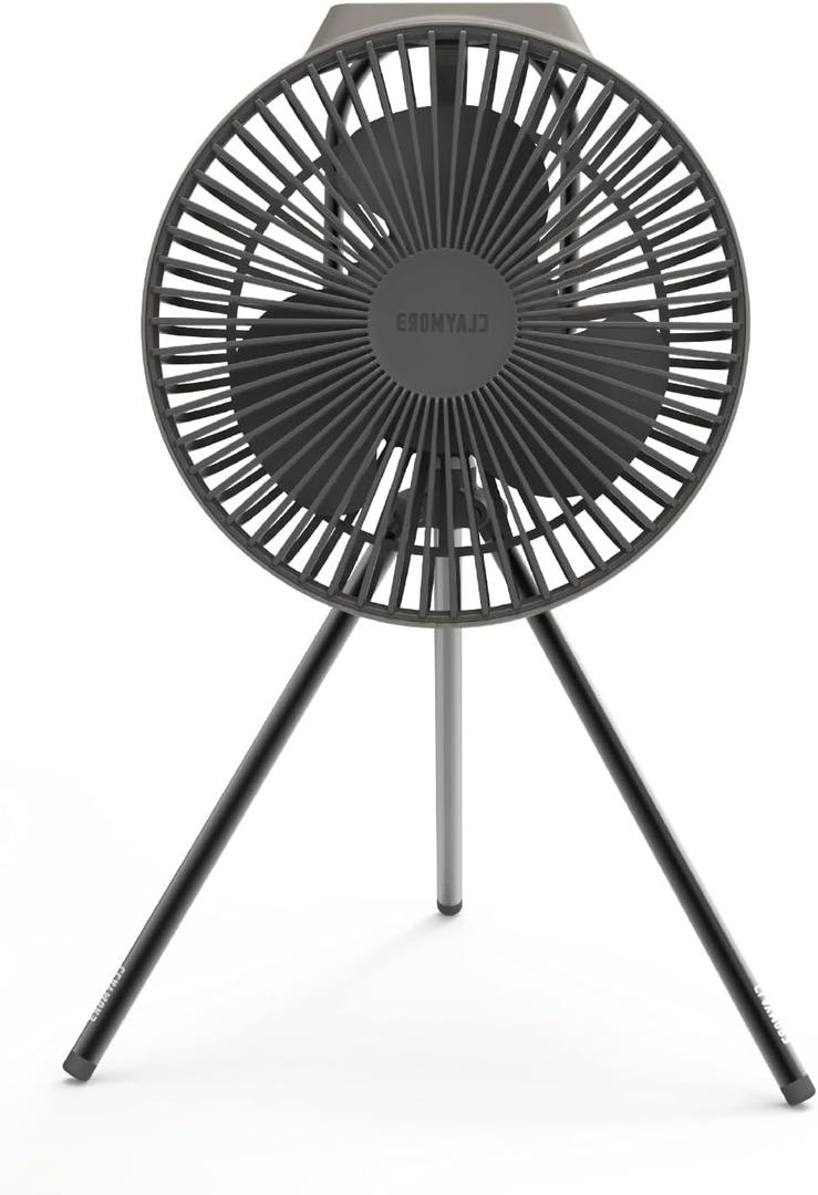 Claymore V600+ Rechargeable Camping Fan(Warm Grey)  7,800mAh Battery Operated Portable Fan for Indoor & Outdoor Use, 4-Speed Quiet Air Circulator, USBC Charging, Timer, Carry Pouch Included